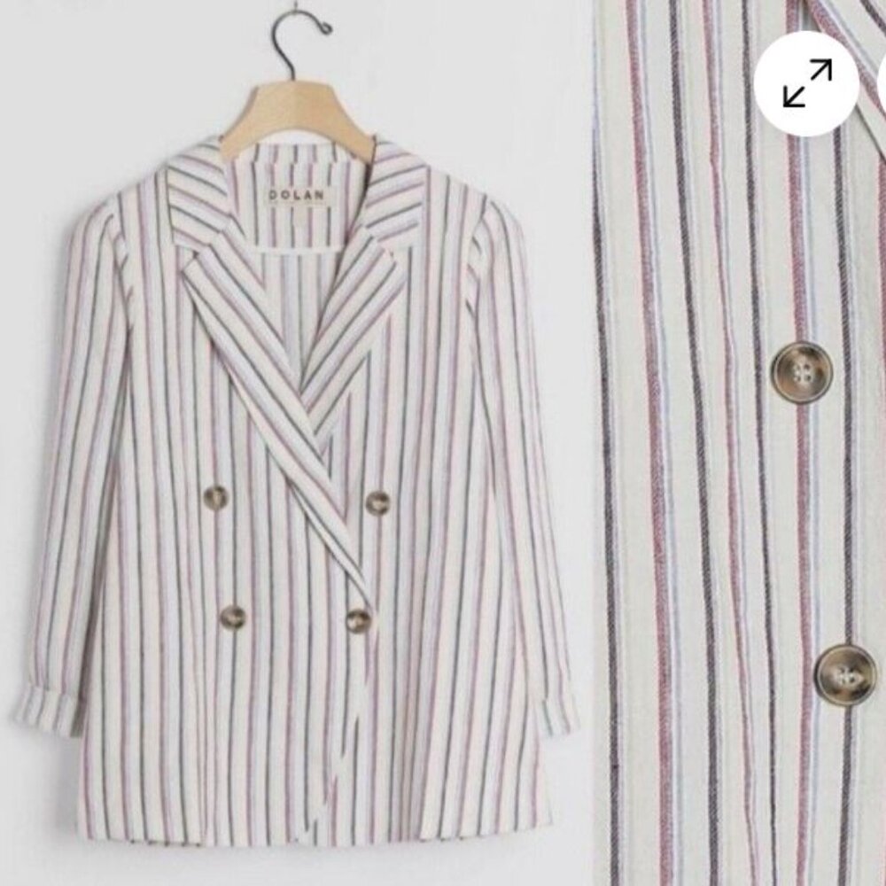 Anthropologie Dolan Left Coast Cream Anna Striped Linen Blazer